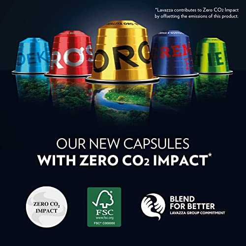 Lavazza Qualità Oro, 100% Arábica, Cápsulas de Aluminio Compatibles con Nespresso, Impacto Neutro de CO2, 10 Cápsulas
