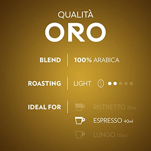Lavazza Qualità Oro, 100% Arábica, Cápsulas de Aluminio Compatibles con Nespresso, Impacto Neutro de CO2, 10 Cápsulas