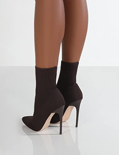 LBDOBU Nuevas Mujeres Calcetines Zapatos Tejidos estiramientos Mujeres Botines Puntiagudos Puntiagudo Tacones Altos Tacones de tacón de calcetín Sexy skelsea Botas tamaño 35~43-Black,39