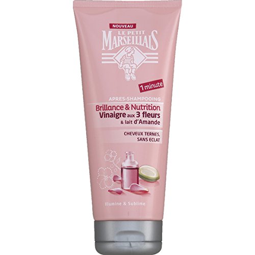 Le Petit Marseillais - Après-shampooing brillance & nutrition, Vinaigre aux 3 fleurs lait d'amande - Le tube de 200ml - (pour la quantité plus que 1 nous vous remboursons le port supplémentaire)