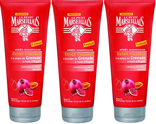 Le Petit Marseillais Eclat Couleur Acondicionador de granada y argán, tubo de 200 ml, juego de 3 unidades