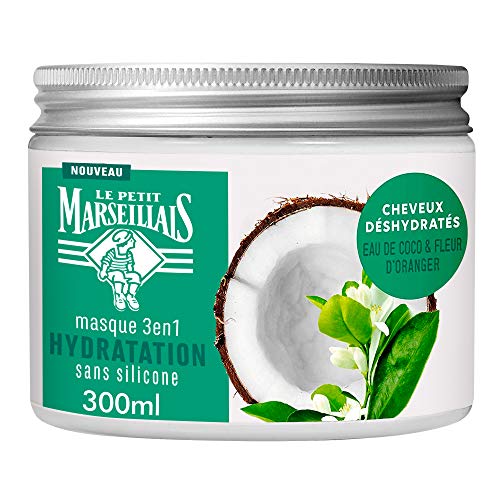 Le Petit Marseillais Mascarilla hidratación para cabello seco y abismado, agua de coco, flor de naranja, 300 ml