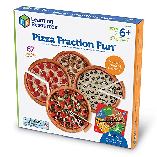 Learning Resources- Divertido Juego de fracciones Pizza Fraction Fun, Color (LER5060)