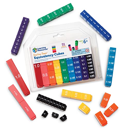 Learning Resources Resources-LER2509 Conjunto de equivalencia de Cubos Fraction Tower, Color (LER2509)