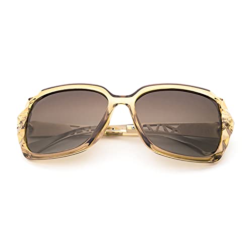 LECKIRUT Mujer Sombras Grande Clásico Polarizadas Gafas de Sol 100% UV Protección Gafas Protectoras Marrón Marco/Marrón Lente