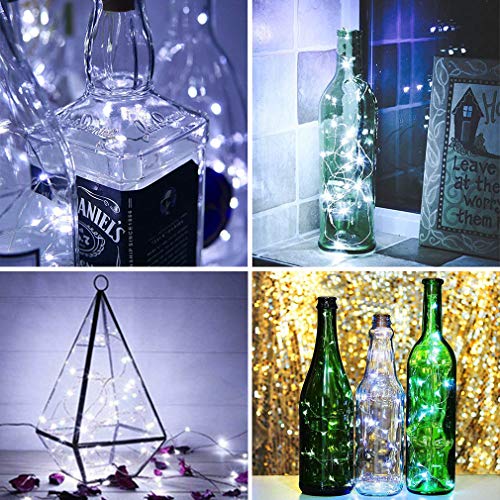 LED Luces para Botellas, USB Recargable No Requiere Batería, 2M 20 LED Iluminación de Interior, Guirnaldas luminosas para Navidad Regalo, Halloween Partido Boda Decoración (Blanco Frio, 3 Piezas)