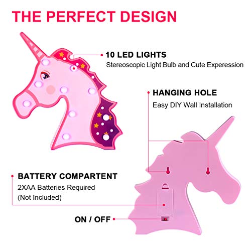 Led Unicorn Light Luces nocturnas Control remoto Marquesina Lámparas de muestra Bombillas con pilas Decoración de la pared Regalos para la sala de estar Hogar Dormitorio Fiesta de como (unicornio)
