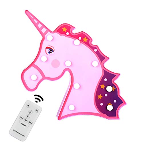Led Unicorn Light Luces nocturnas Control remoto Marquesina Lámparas de muestra Bombillas con pilas Decoración de la pared Regalos para la sala de estar Hogar Dormitorio Fiesta de como (unicornio)