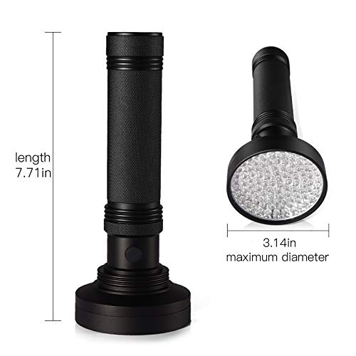 LEDGLE Linterna uv Linterna con Forma de Antorcha que Detecta Billetes, Manchas y Orina de Mascota, Lleva Lanyard para Sujetarla 100 LEDs