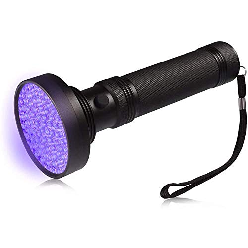 LEDGLE Linterna uv Linterna con Forma de Antorcha que Detecta Billetes, Manchas y Orina de Mascota, Lleva Lanyard para Sujetarla 100 LEDs