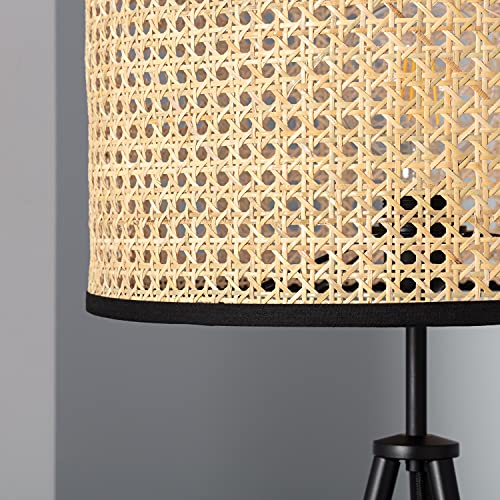 LEDKIA LIGHTING Lámpara de Pie Huela 1450xØ380 mm Natural E27 Casquillo Gordo Ratán - Téxtil - Metal Decoración Salón, Habitación, Dormitorio