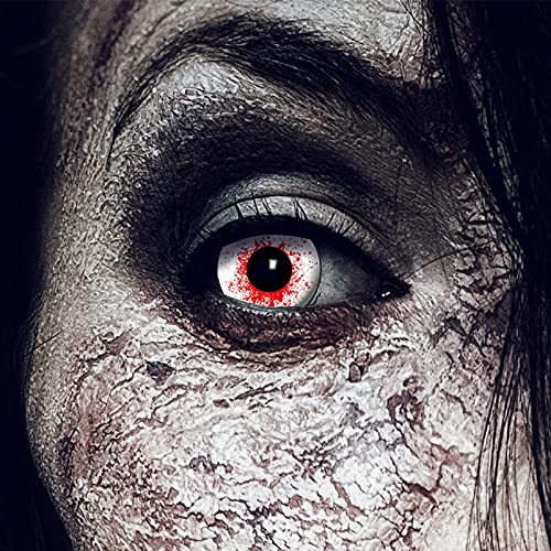 Lentillas de Colores con Salpicaduras de Sangre roja, lentillas Zombies, inyectadas en Sangre, lentillas Halloween, lentillas Zombies Blancas, lentillas de Colores, Drácula Blanco