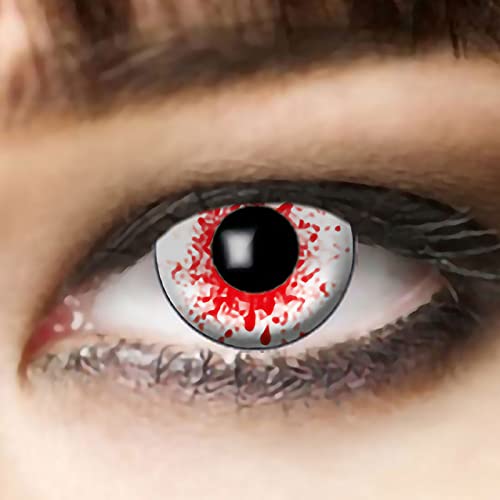 Lentillas de Colores con Salpicaduras de Sangre roja, lentillas Zombies, inyectadas en Sangre, lentillas Halloween, lentillas Zombies Blancas, lentillas de Colores, Drácula Blanco