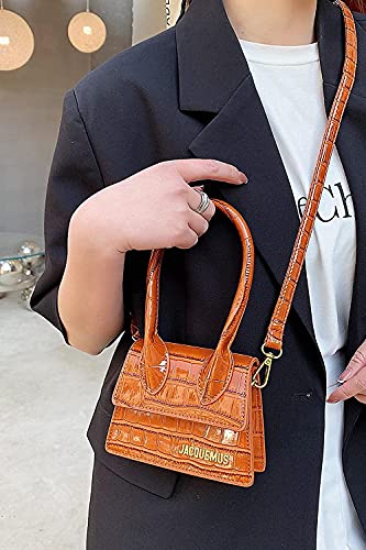 LEOCEE Mini monederos y bolsos de mano Jacquemus para mujer, bandolera de marca famosa, bolsos de mano de diseñador de lujo, patrón de cocodrilo, rojo
