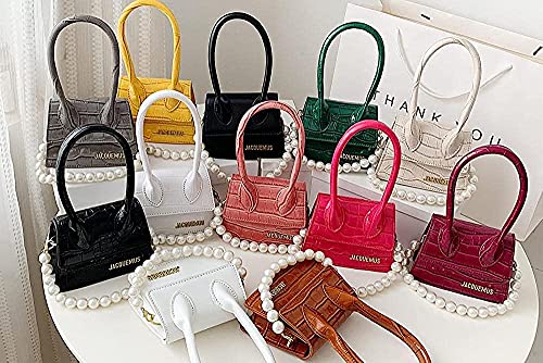 LEOCEE Mini monederos y bolsos de mano Jacquemus para mujer, bandolera de marca famosa, bolsos de mano de diseñador de lujo, patrón de cocodrilo, rojo