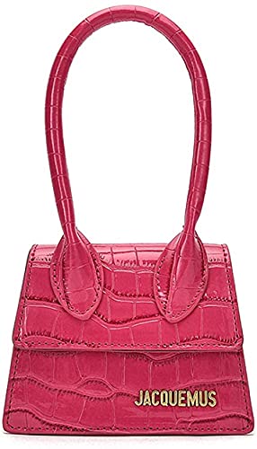 LEOCEE Mini monederos y bolsos de mano Jacquemus para mujer, bandolera de marca famosa, bolsos de mano de diseñador de lujo, patrón de cocodrilo, rojo