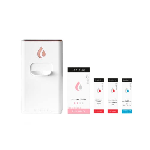 Lesielle Crema hidratante facial antiarrugas -Pack Antiedad- con Péptidos Vitamina b3 y acido hialuronico. PIEL MIXTA SENSIBLE mujer/hombre. Cosmética Personalizada y Adaptativa. Incluye Dispositivo
