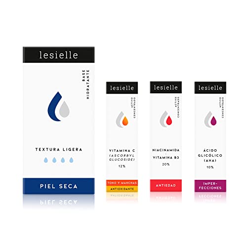 Lesielle Crema hidratante facial para manchas en la cara -Pack Antimanchas- Cosmética Personalizada y Adaptativa con Vitamina C, Vitamina B3 y Glicolico. PIEL SECA mujer/hombre. RECARGA