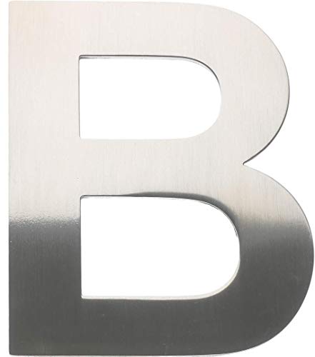 Letra de metal "B" – Acero inoxidable cepillado con adhesivo 3M – 8 cm de altura