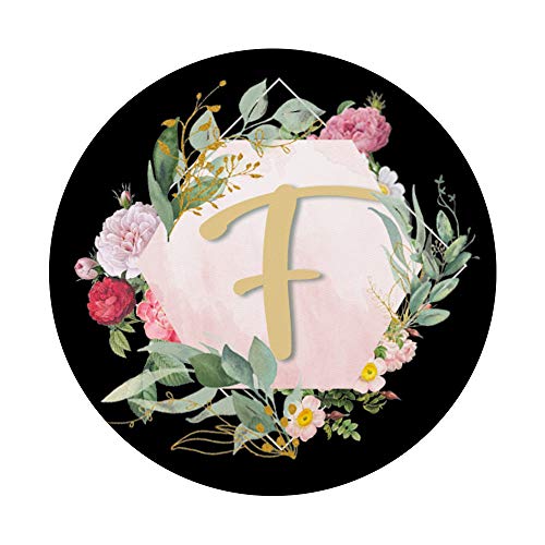 Letra inicial F con flores PopSockets PopGrip Intercambiable