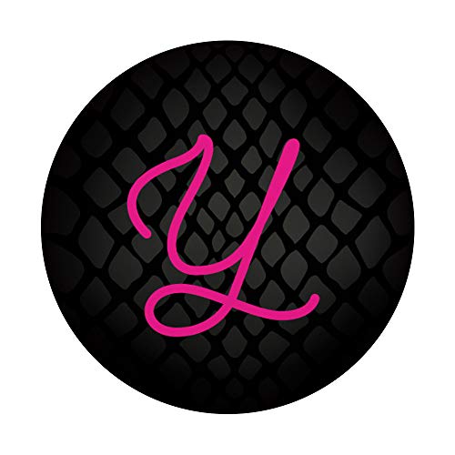 Letra Y Piel de Serpiente Rosa Negro Gris Fun Animal Print Inicial PopSockets PopGrip Intercambiable