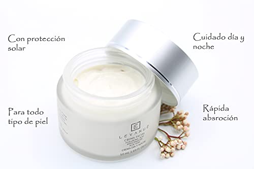 LEVANUE Crema Hidratante Facial Mujer - Crema Antiarrugas Mujer - Acido Hialuronico - Vitamina C Facial - Aloe Vera - Con Extracto de Corteza de Pino Maritimo Frances - Mujer y Hombre