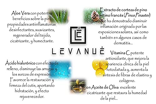 LEVANUE Crema Hidratante Facial Mujer - Crema Antiarrugas Mujer - Acido Hialuronico - Vitamina C Facial - Aloe Vera - Con Extracto de Corteza de Pino Maritimo Frances - Mujer y Hombre
