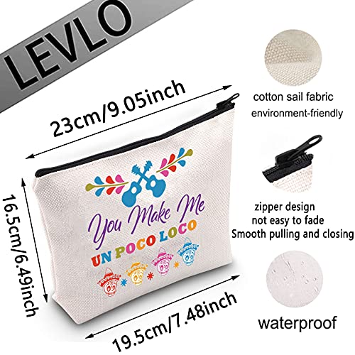LEVLO Coco Miguel - Bolsa de maquillaje para cosméticos con cremallera, ideal para mujeres y niñas, Un Poco Loco,