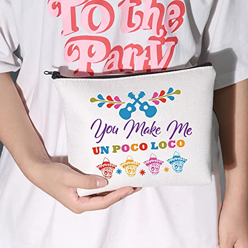 LEVLO Coco Miguel - Bolsa de maquillaje para cosméticos con cremallera, ideal para mujeres y niñas, Un Poco Loco,