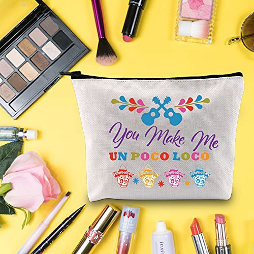 LEVLO Coco Miguel - Bolsa de maquillaje para cosméticos con cremallera, ideal para mujeres y niñas, Un Poco Loco,