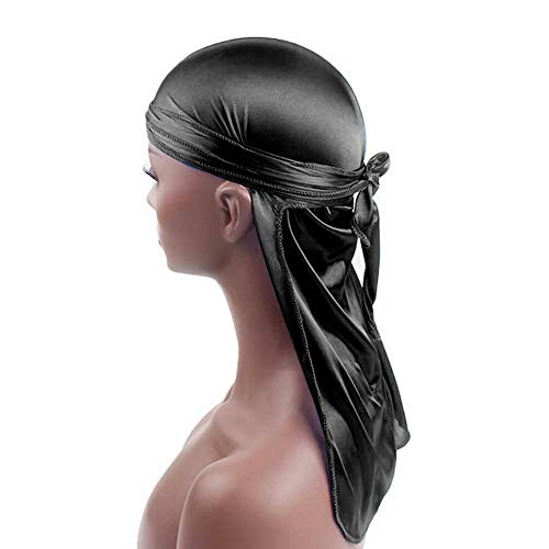 Li Ying Gorras de Durag sedosas, pañuelo de cola larga suave, turbante, sombrero de pirata, unisex, bandana, sombreros para la cabeza