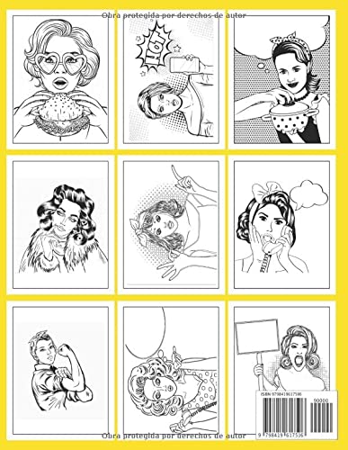 Libro colorear adultos - Retratos: 50 rostros de bellas mujeres para colorear - Dibujos retro vintage - colorear antiestrés con diseños relajantes - Formato grande (21,5cmx27,9cm)