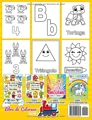 Libro de colorear creativo para niños: 100 dibujos para colorear con letras, números, formas y animales para niños a partir de 1 año.
