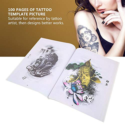 Libro de tatuajes de color de patrón exquisito de 100 páginas, hermosos diseños de tatuajes modernos, accesorio de libro de plantilla de práctica de tatuaje para tatuadores