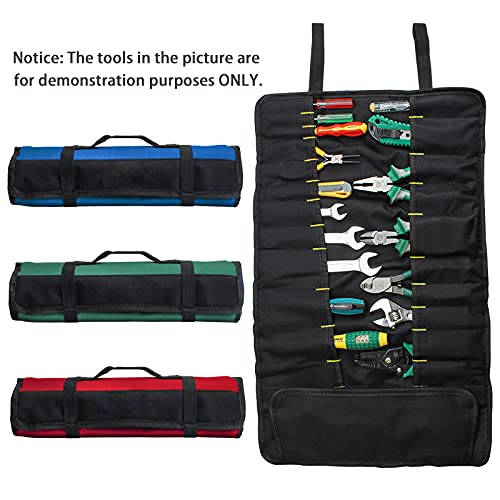 Lichi Bolsa de herramientas para rollo de herramientas, 22 bolsas de bolsillo, bolsa multiusos enrollable, organizador de rollos de herramientas, bolsa de herramientas portátil, negro