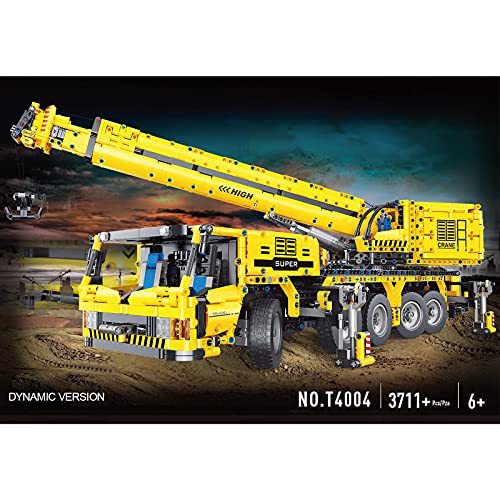 LICI Grúa técnica con mando a distancia y motor, 2,4 GHz/APP RC, excavadora de orugas motorizada, 3711 piezas, grúas para camiones, compatible con Lego Technic