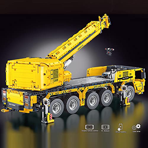 LICI Grúa técnica con mando a distancia y motor, 2,4 GHz/APP RC, excavadora de orugas motorizada, 3711 piezas, grúas para camiones, compatible con Lego Technic
