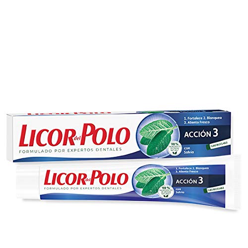 Licor del Polo - Dentífrico Acción 3 - 12uds de 75ml (900ml) – Pasta de dientes que fortalece, blanquea y proporciona aliento fresco – Combate tres problemas en un cepillado