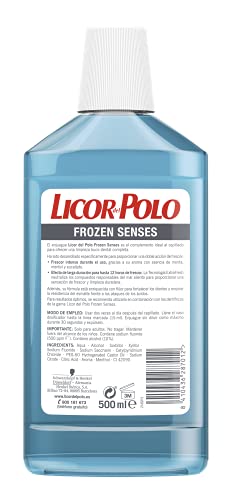 Licor del Polo - Enjuague Bucal Frozen Senses - 4 uds de 500ml (2.000ml) – Doble acción de frescor – Sabor a menta