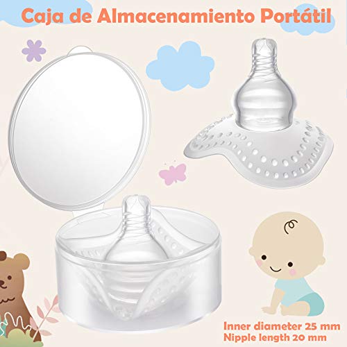Lictin Pezonera de Silicona-Protectores de Pezones Silicona con Estuche, Material Seguro Suave sin BPA, 2pcs Pezonera de Silicona con 2 Estuche, Diámetro Interior de 2,5 cm