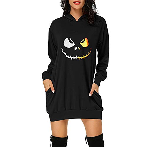 Lidiana Vestido de Navidad para mujer, sexy, manga larga, disfraz de Navidad, sudadera con capucha, Party6#black, M