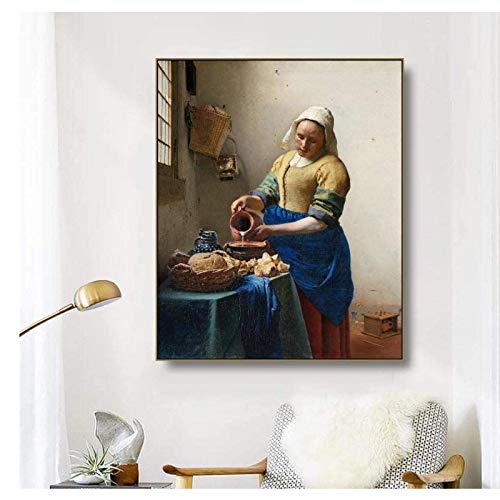 Lienzos de fotos 60x80cm sin marco Impresiones famosas de una lechera del artista holandés Johannes póster e impresiones Vintage cuadros artísticos de pared sala de estar Deor 1