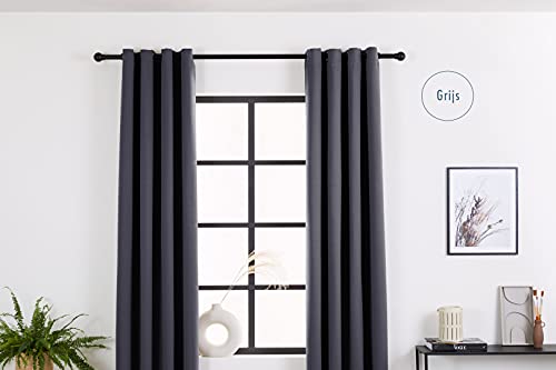 LIFA LIVING 1x Cortina Opaca Térmicas con Ganchos, 1x Cortina Gris 300 x 250 cm, 100% Poliéster