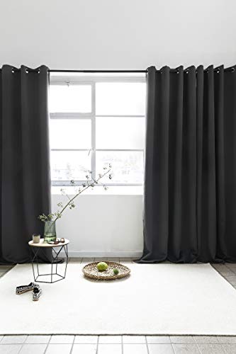 LIFA LIVING 1x Cortina Opaca Térmicas con Ganchos, 1x Cortina Gris 300 x 250 cm, 100% Poliéster