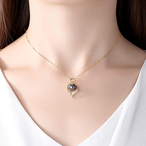 LILY123 June Birthstone S925 Collar Colgante de Perlas Negras de Agua Dulce de Plata esterlina Fine Trendy Wedding AnniversaryJewelry para Mujeres cumpleaños San Valentín