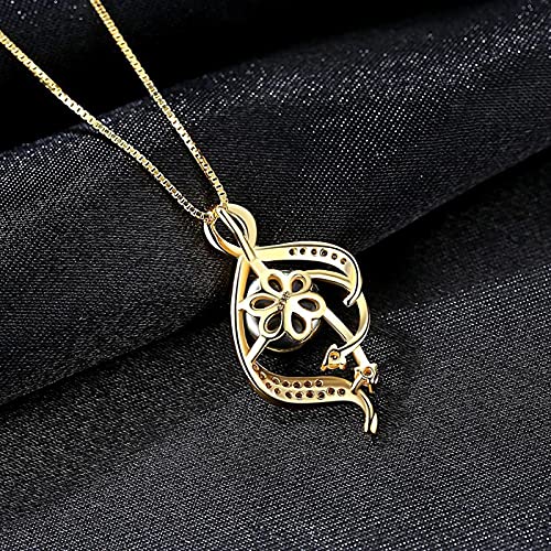 LILY123 June Birthstone S925 Collar Colgante de Perlas Negras de Agua Dulce de Plata esterlina Fine Trendy Wedding AnniversaryJewelry para Mujeres cumpleaños San Valentín