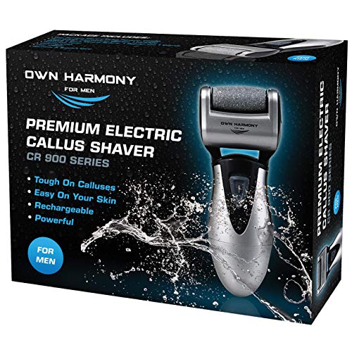 Lima-Electrónica para el Cuidado de los Pies de Hombres Own Harmony - Profesional y Poderoso - Recargables Aparato de Pedicura Eléctrico con 3 Diamond Rodillos - Elimina Piel Seca y Endurecida