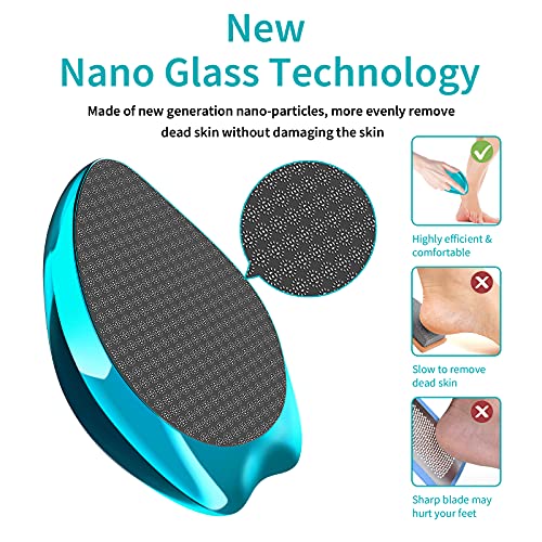 Lima Pies De Vidrio Nano AnjoCare 2en1, Removedor de Callos y Piel MuertaDura, Profesional Raspador Portátil para Piel Pies Agrietados, Pedicura erramienta de belleza para el cuidado de los pies(Azul)
