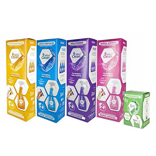 Limpiador Multiusos, Limpiabaños Antical, Limpiacristales, Desengrasante de Cocina y Friegasuelos | Pack Ahorro Productos de Limpieza con toda la gama de Productos MiniClean