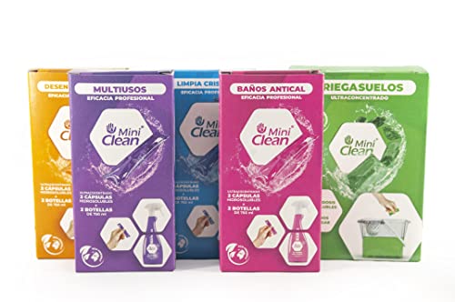 Limpiador Multiusos, Limpiabaños Antical, Limpiacristales, Desengrasante de Cocina y Friegasuelos | Pack Ahorro Productos de Limpieza con toda la gama de Productos MiniClean